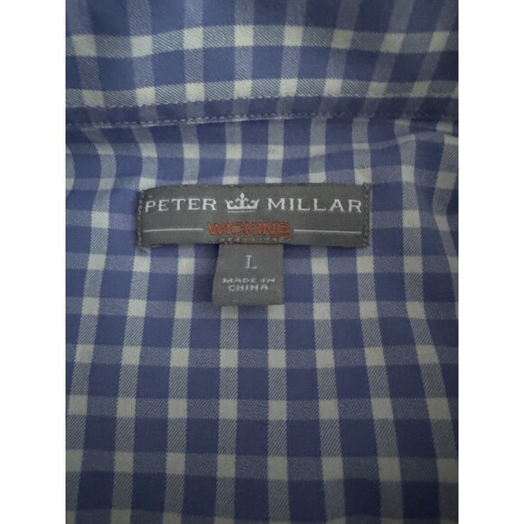 Peter Millar Wicking Blue Gingham Check Button Down Size Large - Picture 3 of 6
